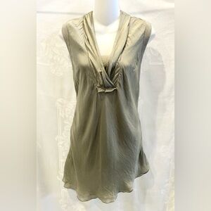 BRUNELLO CUCINELLI Gray Silk Ribbed Cotton Tank Top Tunic M $500